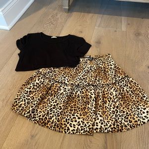 Audrey 3+1 cheetah skirt and free people black t